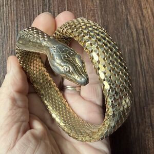 Whiting Davis 50s Gold Tone Mesh Snake Wrap Bracelet, Vintage Statement Egyptian